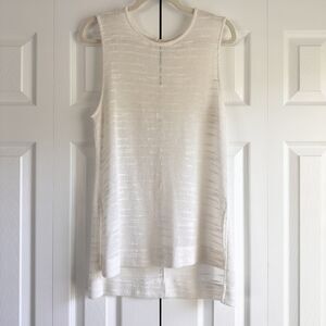 Lazy Sundays White Sheer Knit Sleeveless Tank Top Women’s Size L Made in USA